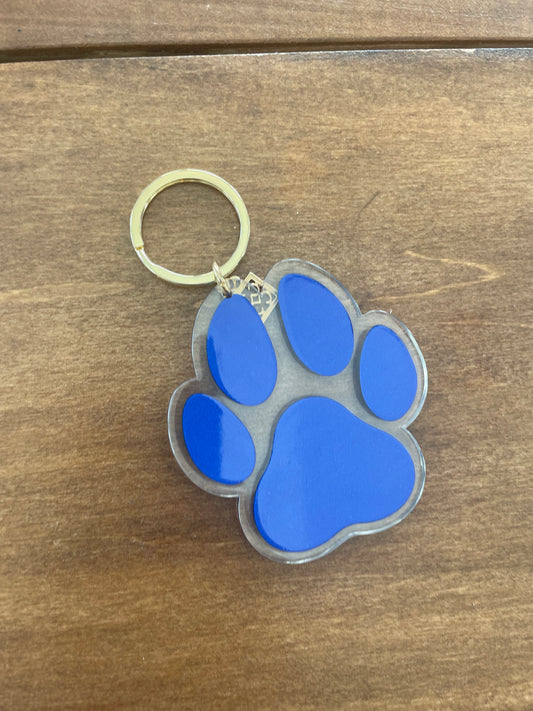 Acrylic blue paw keychain