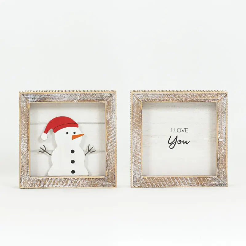 Snowman framed sign