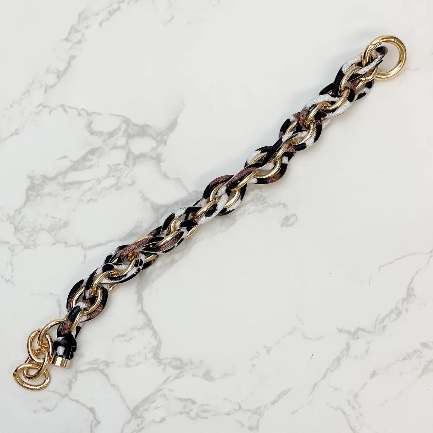 Black & White Marbled Gold Chain Link Bracelet