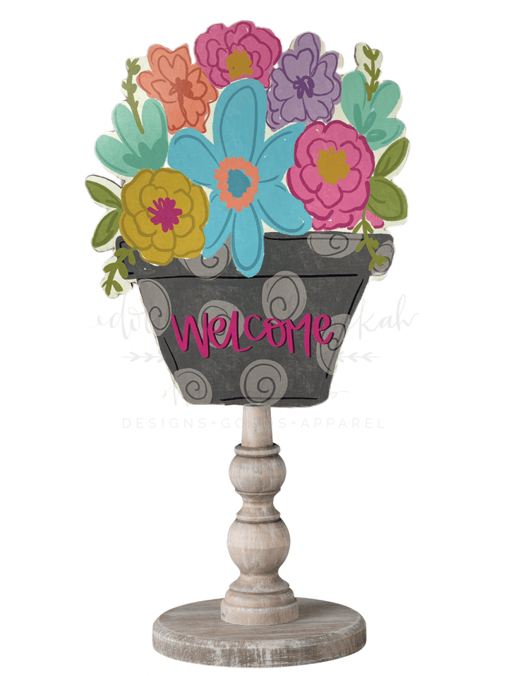 Welcome flower pot topper